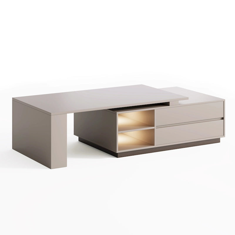 Rectangular Extendable Coffee Table with Two Drawers