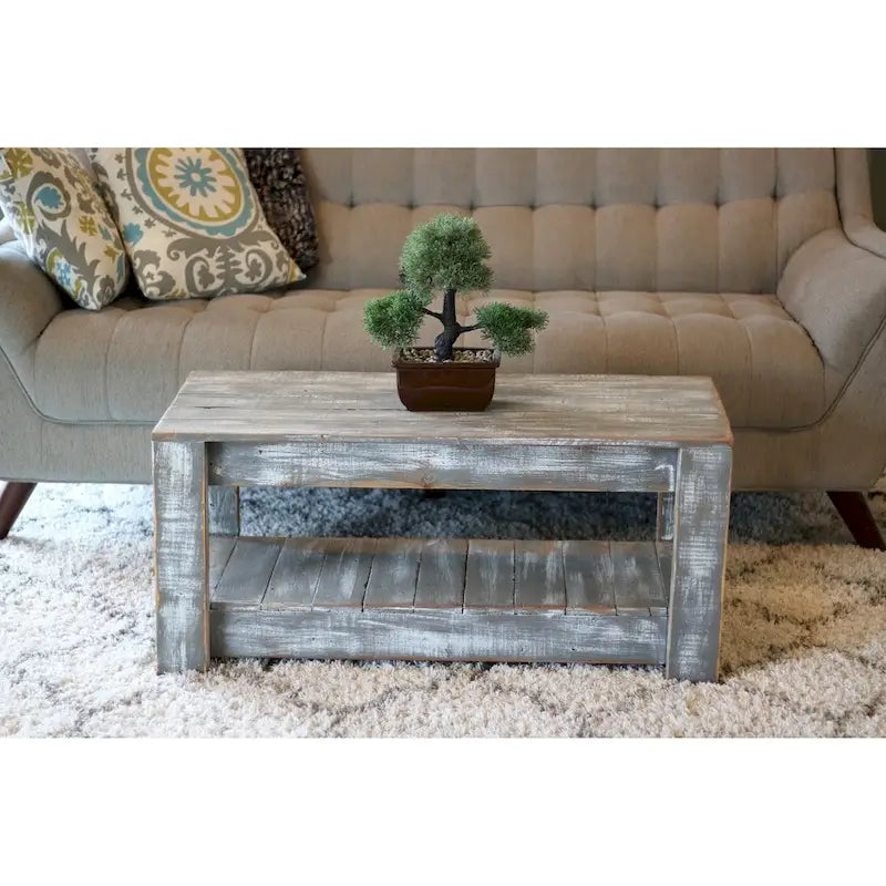 Farmhouse Coffee Table with Lower Shelf