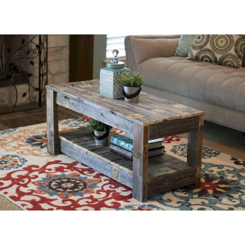 Farmhouse Coffee Table with Lower Shelf