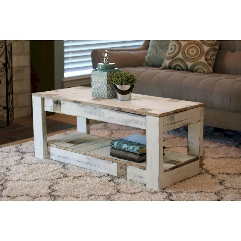 Farmhouse Coffee Table with Lower Shelf