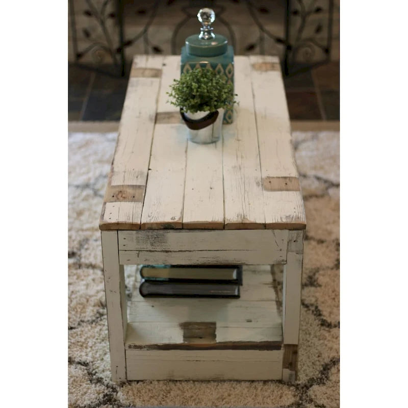 Farmhouse Coffee Table with Lower Shelf