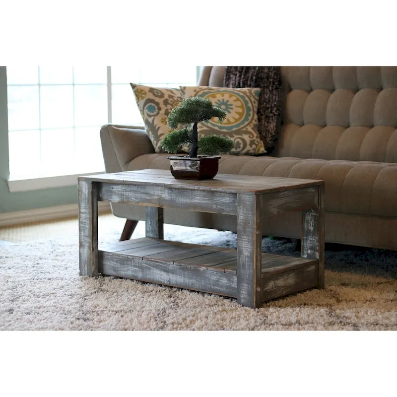 Farmhouse Coffee Table with Lower Shelf