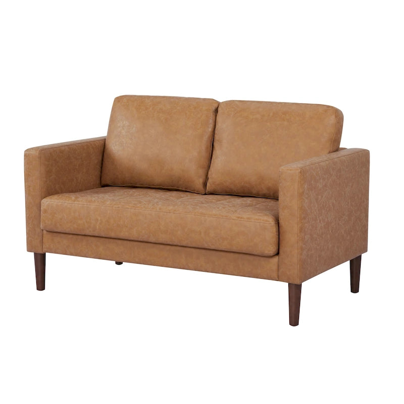 Loveseat-Sofa aus Kunstleder mit Holzbeinen