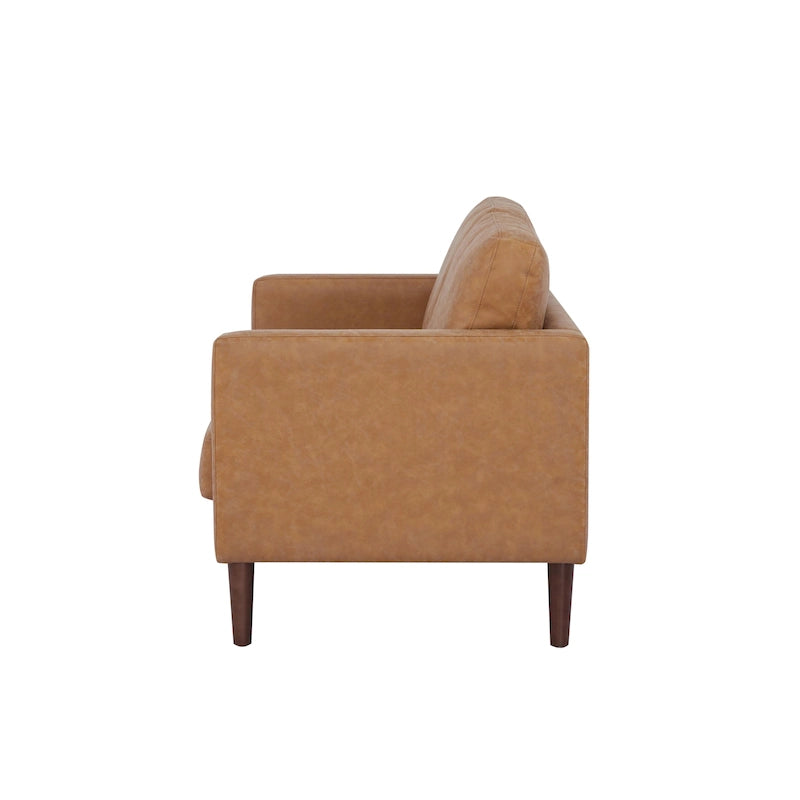 Faux Leather Loveseat Sofa with Wood Legs