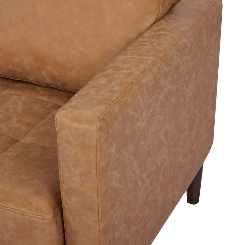 Loveseat-Sofa aus Kunstleder mit Holzbeinen