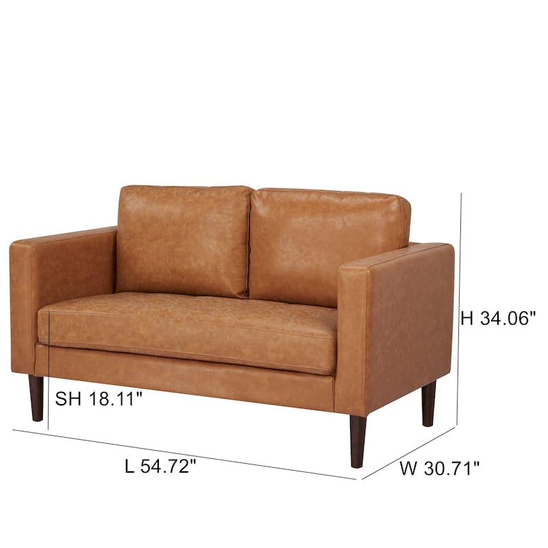 Loveseat-Sofa aus Kunstleder mit Holzbeinen