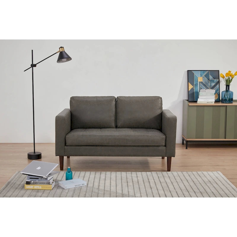 Loveseat-Sofa aus Kunstleder mit Holzbeinen