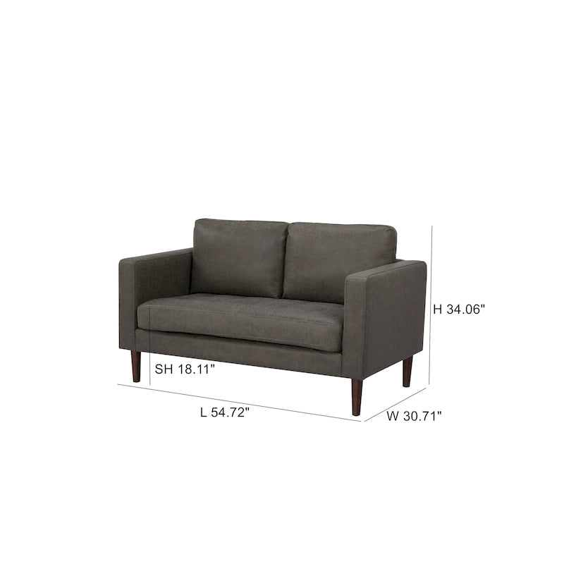 Loveseat-Sofa aus Kunstleder mit Holzbeinen