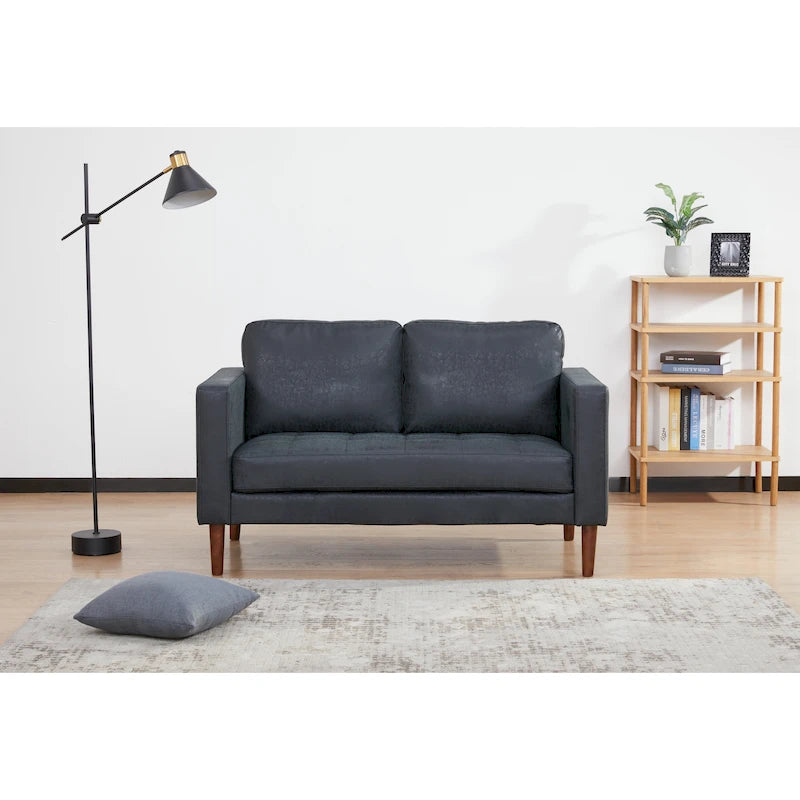 Loveseat-Sofa aus Kunstleder mit Holzbeinen