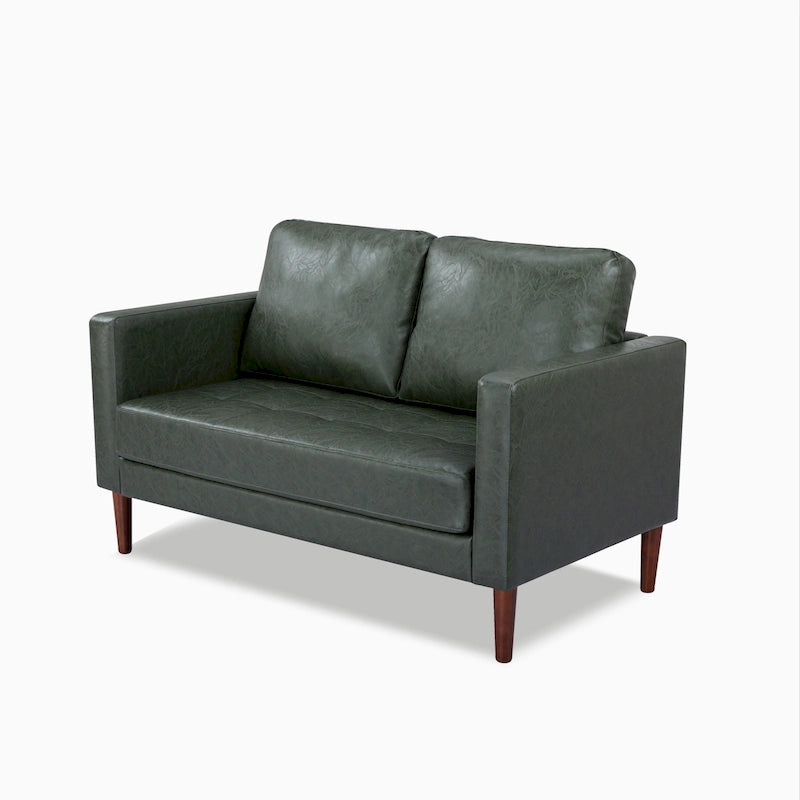 Loveseat-Sofa aus Kunstleder mit Holzbeinen
