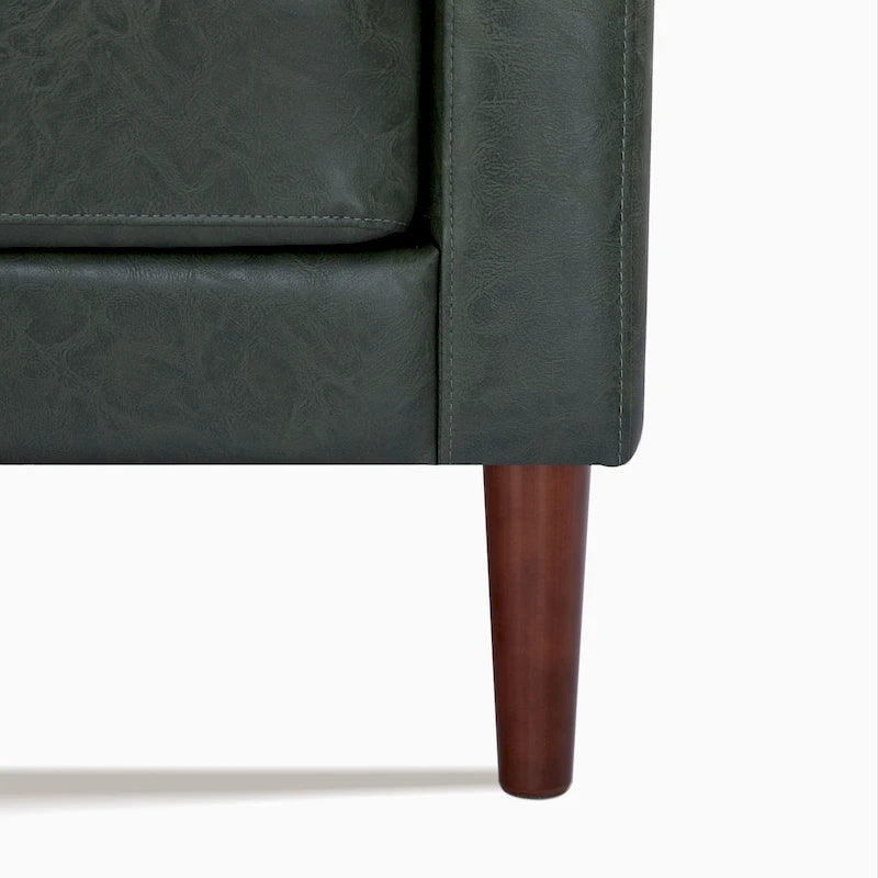 Loveseat-Sofa aus Kunstleder mit Holzbeinen