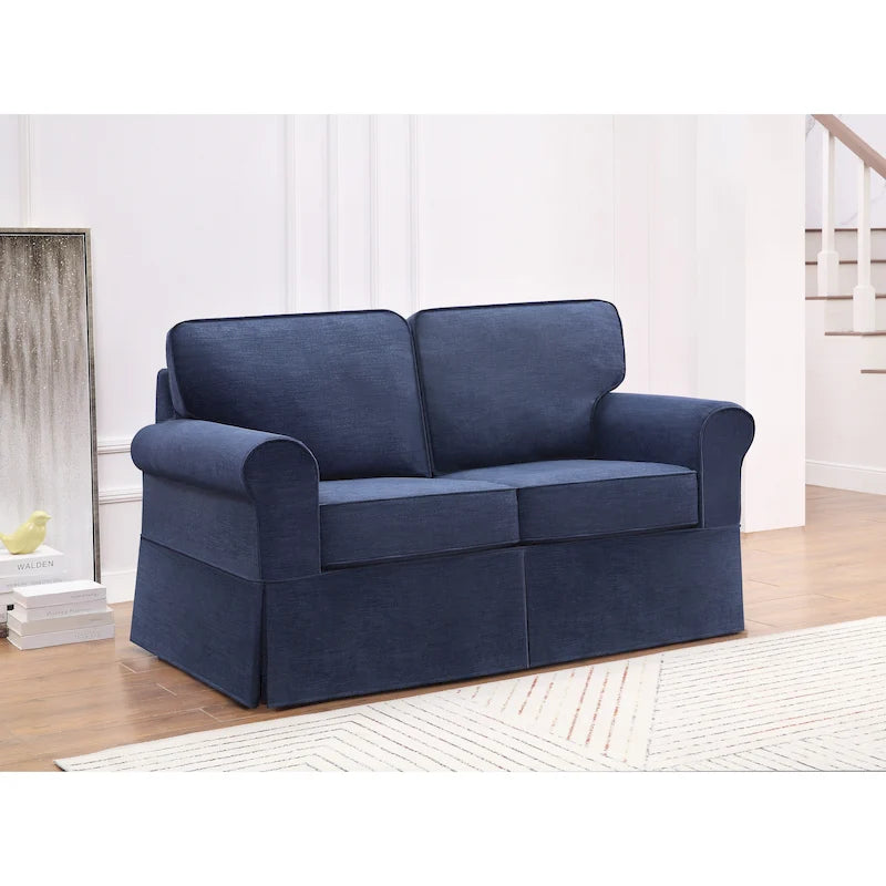 Slipcover Loveseat with Rounded Arms