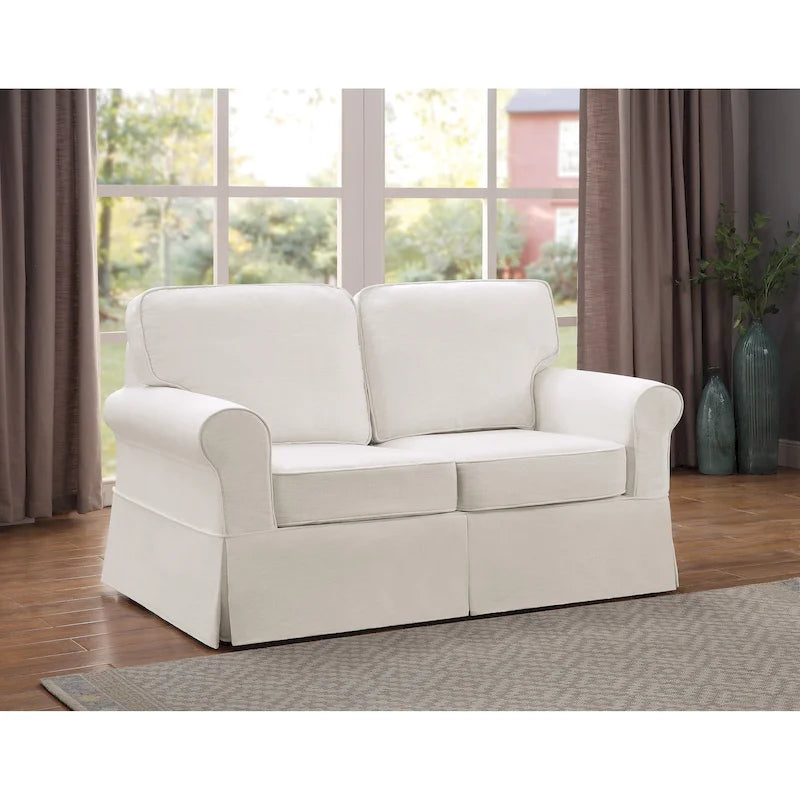 Slipcover Loveseat with Rounded Arms