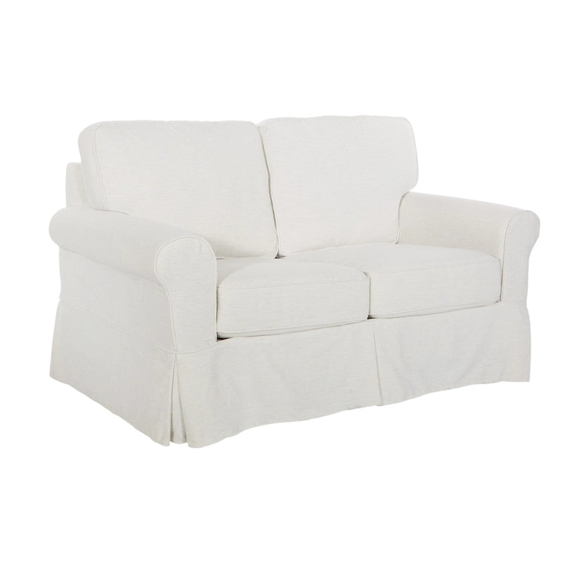 Slipcover Loveseat with Rounded Arms