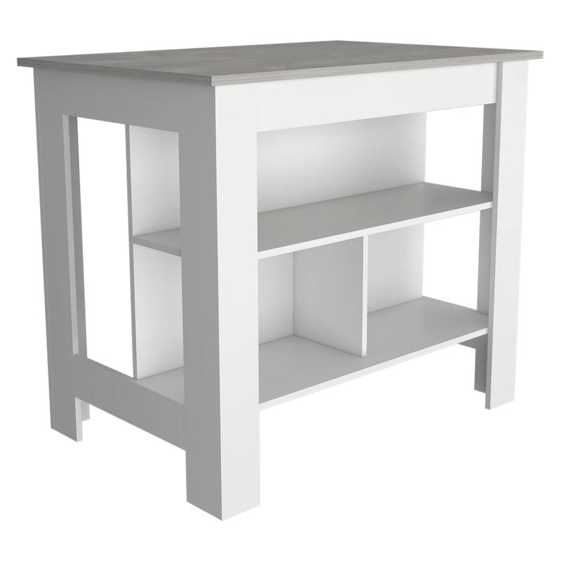 Kitchen Island with Open Storage Shelves