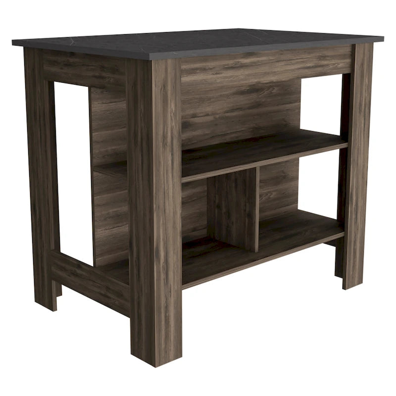 Kitchen Island with Open Storage Shelves