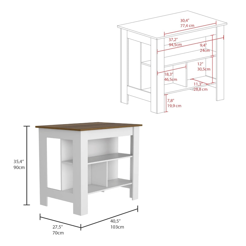 Kitchen Island with Open Storage Shelves