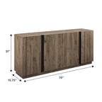 Sideboard mit vier Türen, 70 Zoll, und verstellbaren Einlegeböden