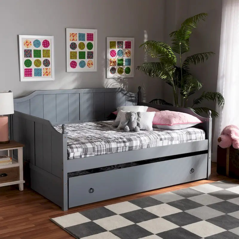 Full Size Wood Daybed with Twin Pull-Out Trundle