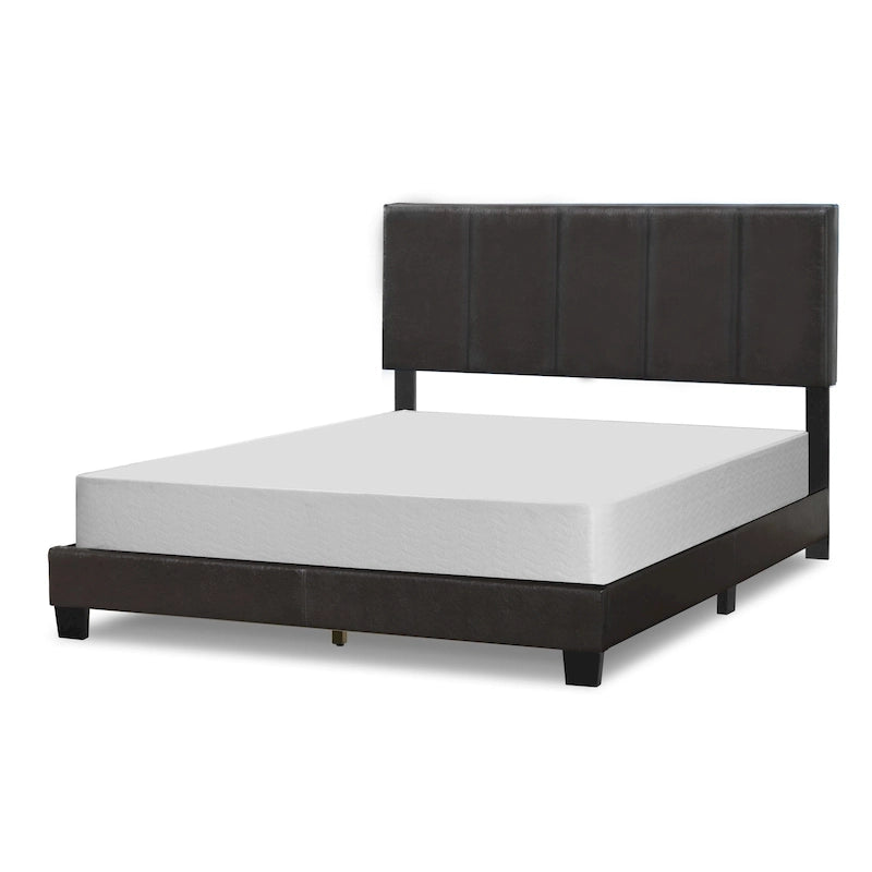 Struttura letto marrone e nera in similpelle con cuciture lineari