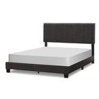 Struttura letto marrone e nera in similpelle con cuciture lineari