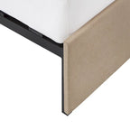 Letto contenitore con base a piattaforma beige e testiera con trapuntatura a V