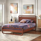 Queen Platform Bed with Slats - Walnut Finish