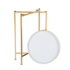 Tavolino laterale rotondo in metallo color oro