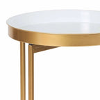 Tavolino laterale rotondo in metallo color oro