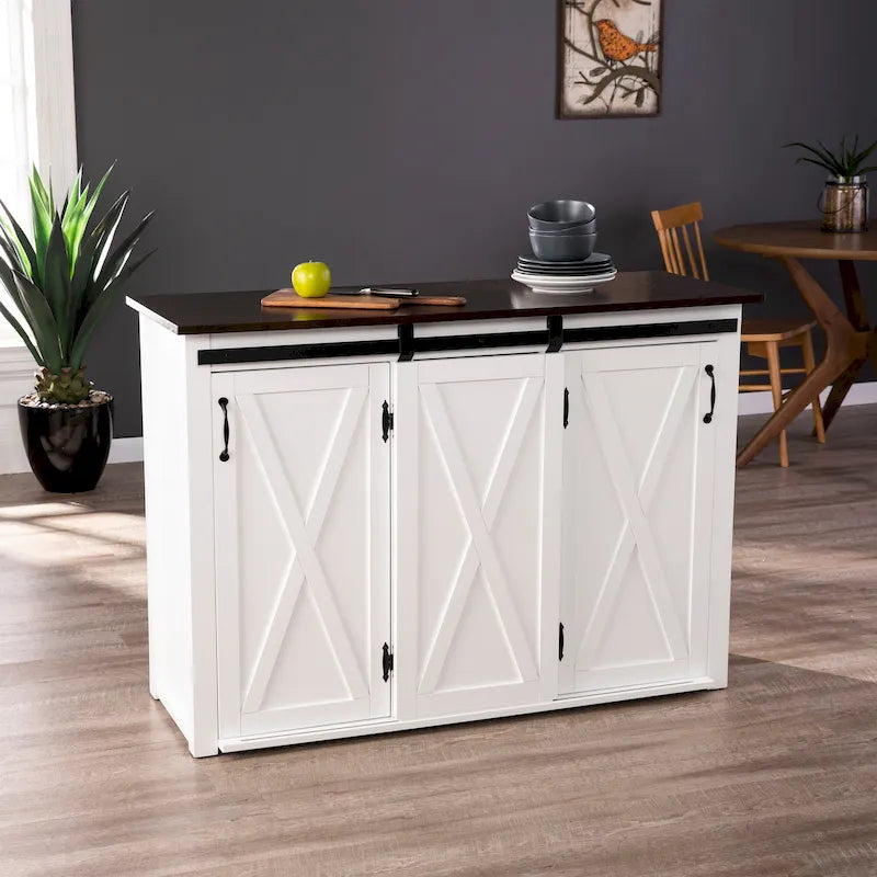 SEI Furniture Livendale White Kitchen Island w/ Storage