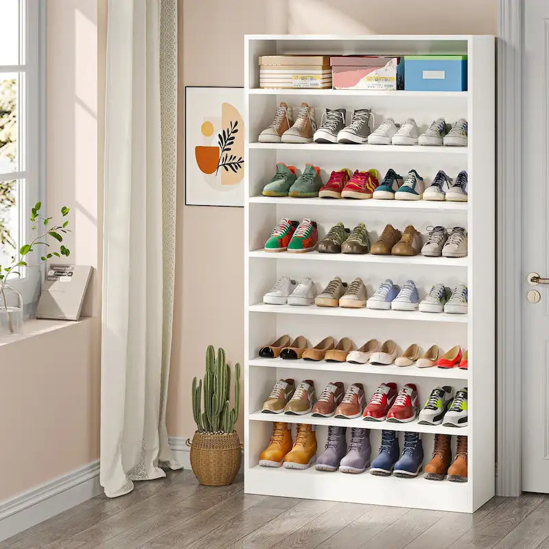 Tall Open-Shelf Shoe Storage Cabinet