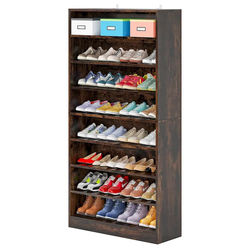 Tall Open-Shelf Shoe Storage Cabinet