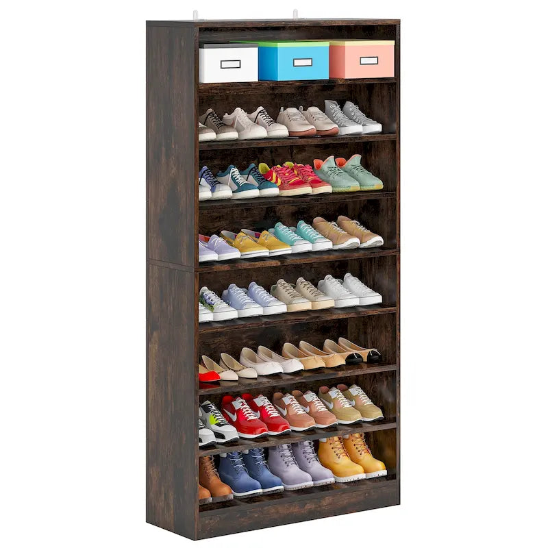 Tall Open-Shelf Shoe Storage Cabinet