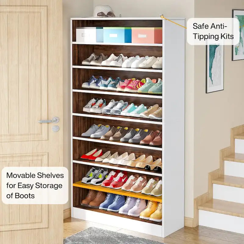 Tall Open-Shelf Shoe Storage Cabinet