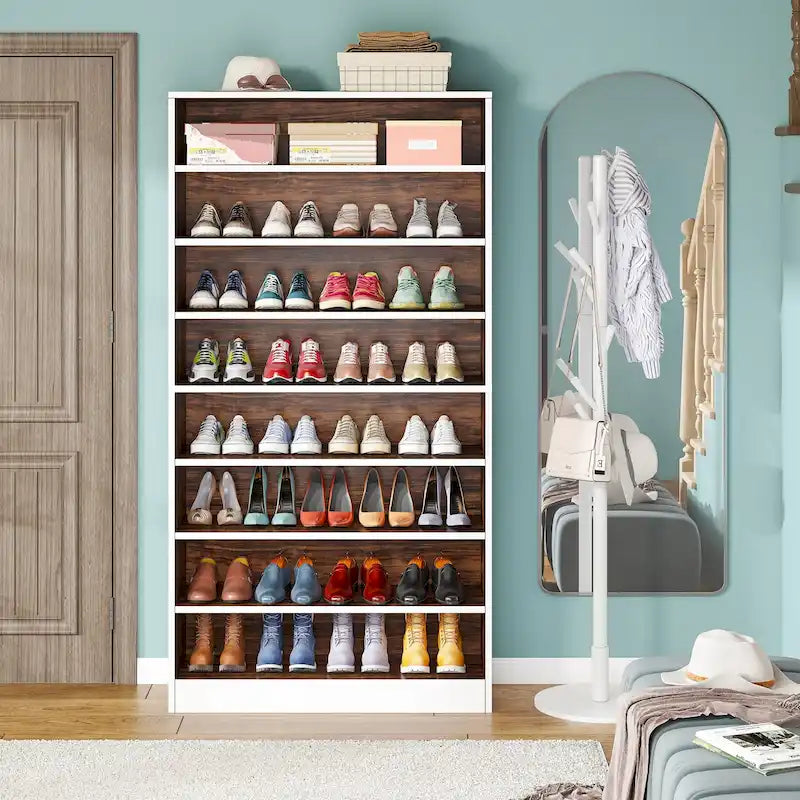Tall Open-Shelf Shoe Storage Cabinet