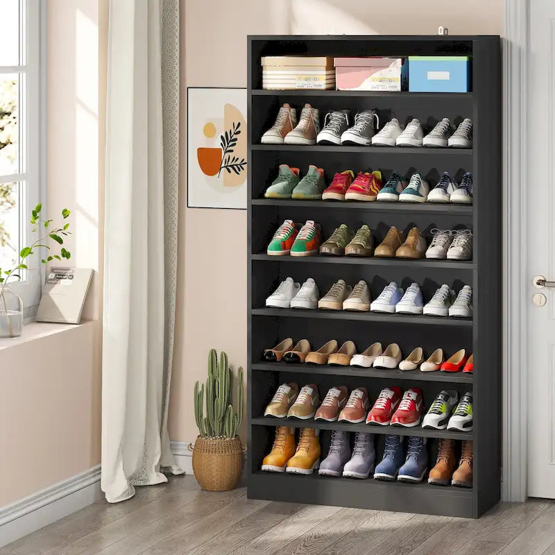 Tall Open-Shelf Shoe Storage Cabinet
