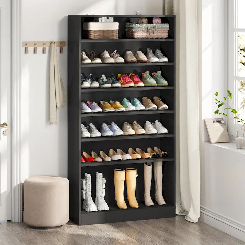 Tall Open-Shelf Shoe Storage Cabinet