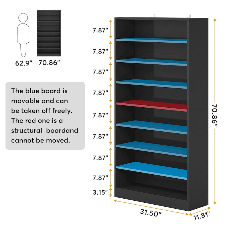 Tall Open-Shelf Shoe Storage Cabinet