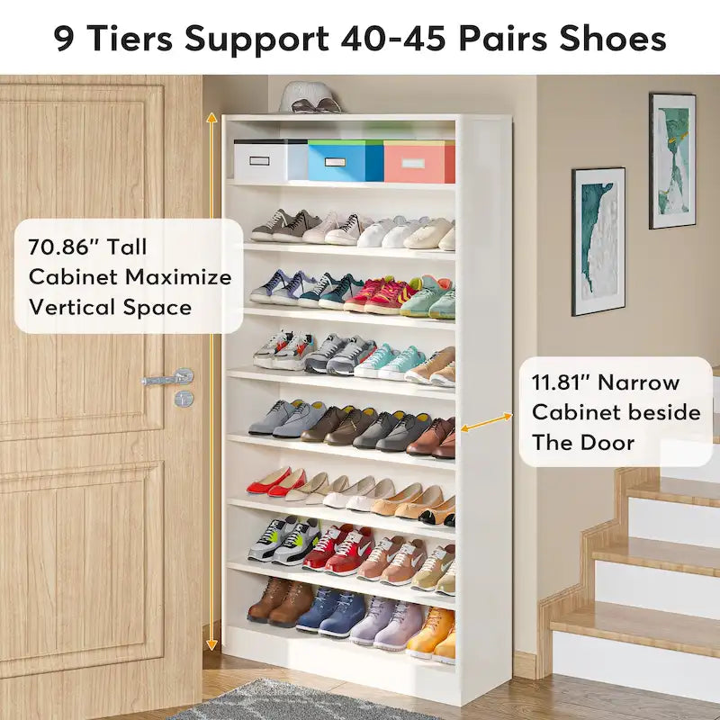 Tall Open-Shelf Shoe Storage Cabinet