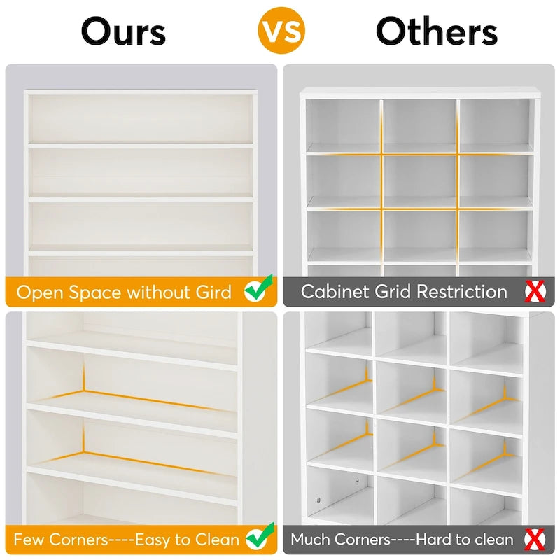 Tall Open-Shelf Shoe Storage Cabinet