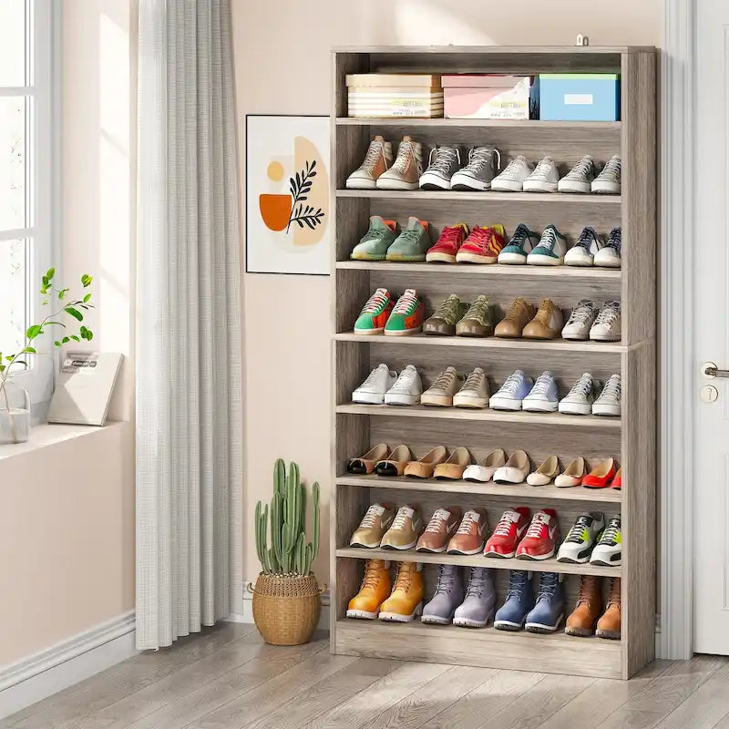 Tall Open-Shelf Shoe Storage Cabinet