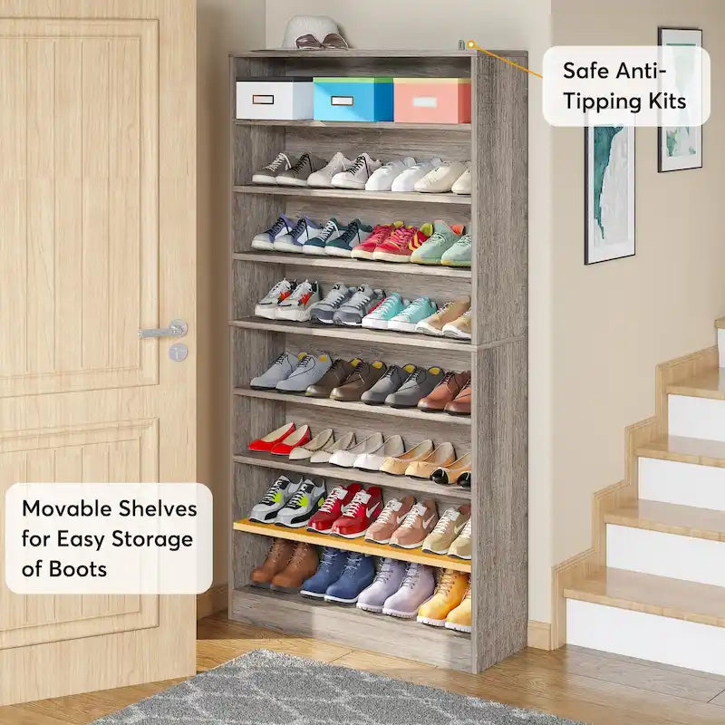 Tall Open-Shelf Shoe Storage Cabinet