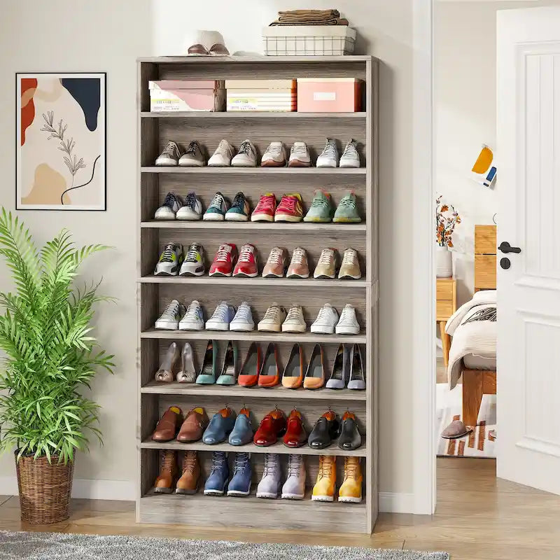 Tall Open-Shelf Shoe Storage Cabinet