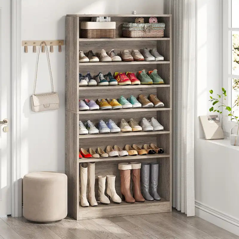 Tall Open-Shelf Shoe Storage Cabinet