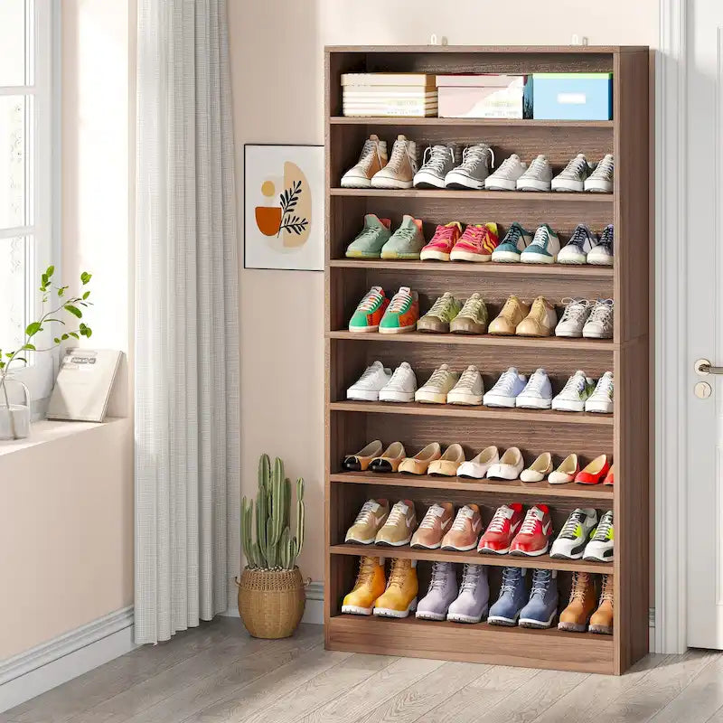 Tall Open-Shelf Shoe Storage Cabinet