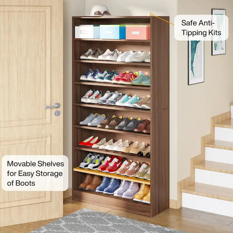 Tall Open-Shelf Shoe Storage Cabinet