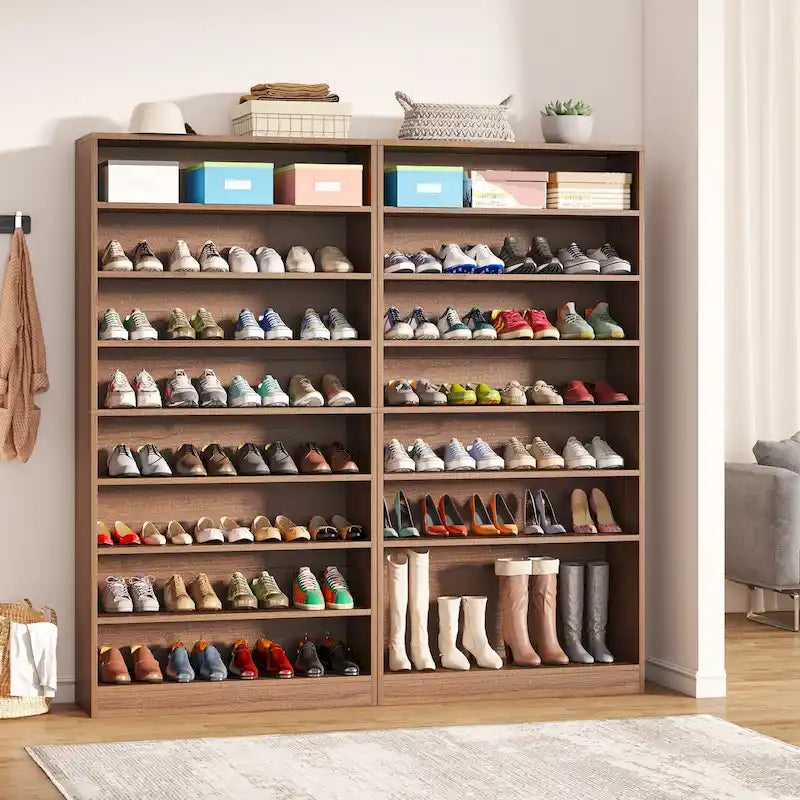 Tall Open-Shelf Shoe Storage Cabinet