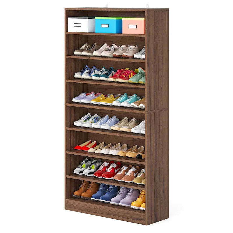 Tall Open-Shelf Shoe Storage Cabinet