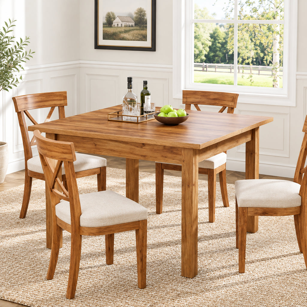 39.4 Inches Square 2-4 People Dining Table with Solid Wood Legs for Living Room Dining Room