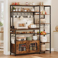 Kitchen Bakers Rack with Power Outlets and Storage Cabinet